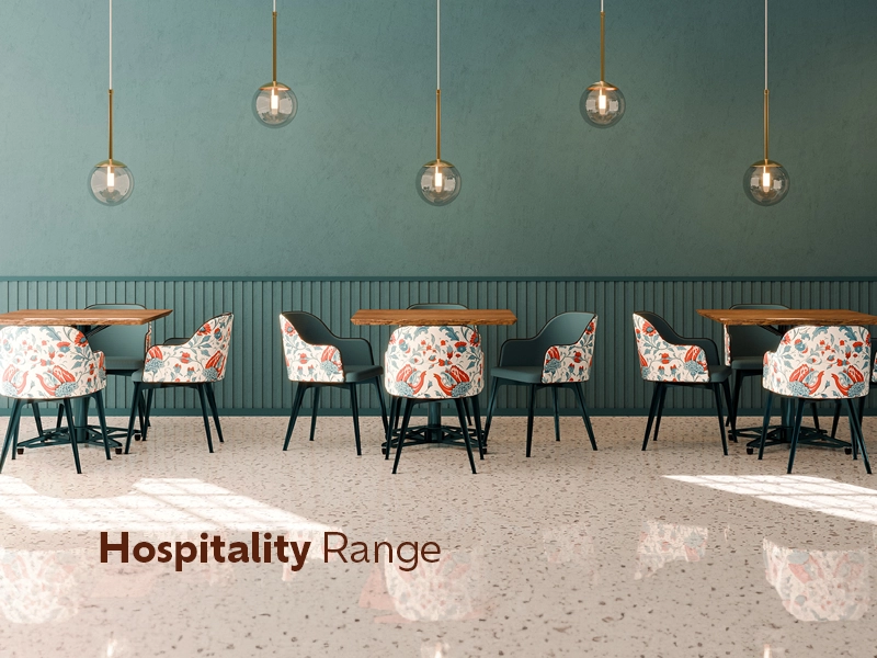 Hospitality range with dining room tables and Lunana chair seating