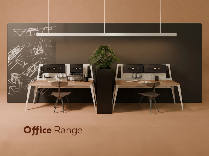 Office range with Elemento desks and Flex chairs