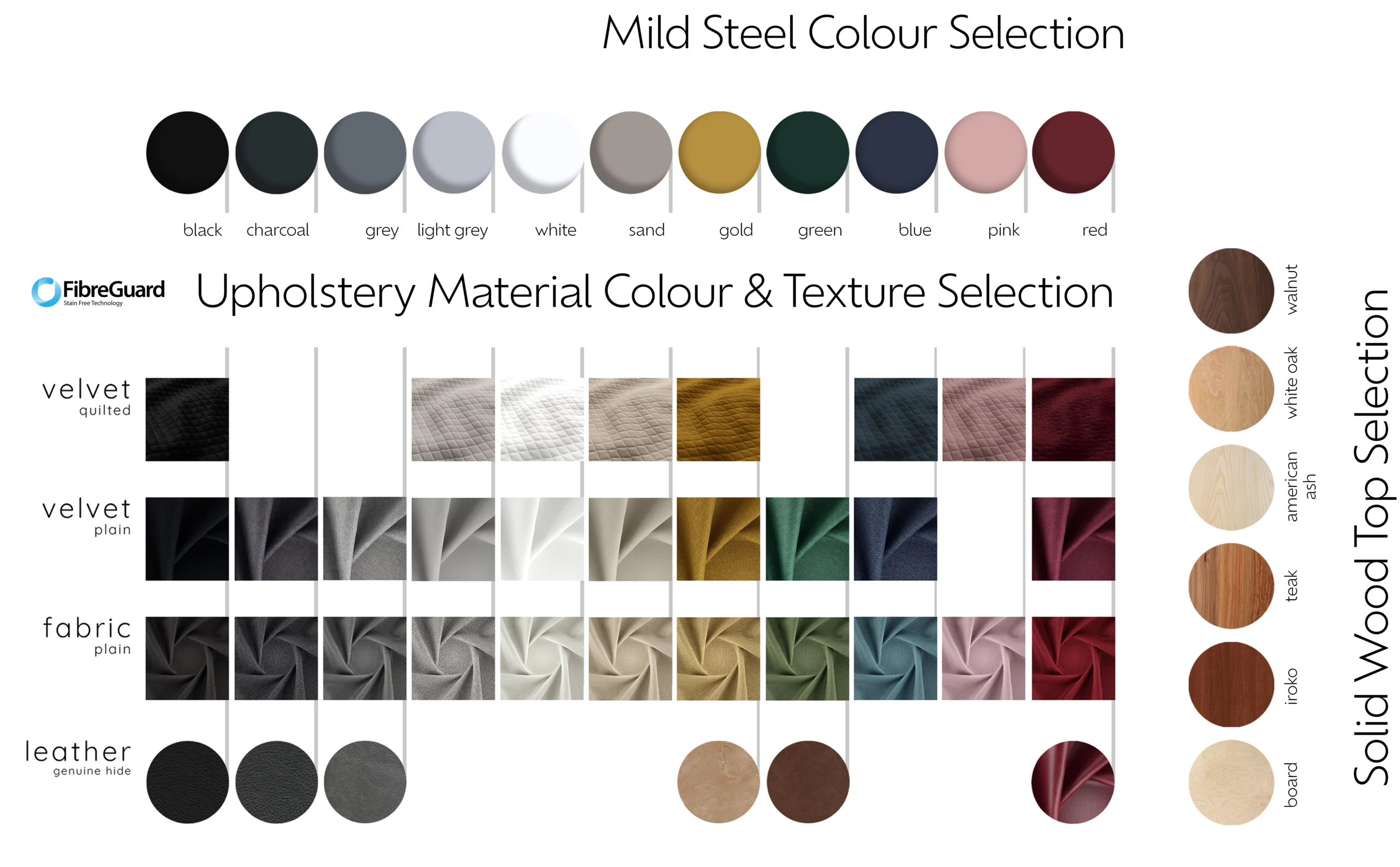 Manna Solid Wood and Mild Steel Colour Selections