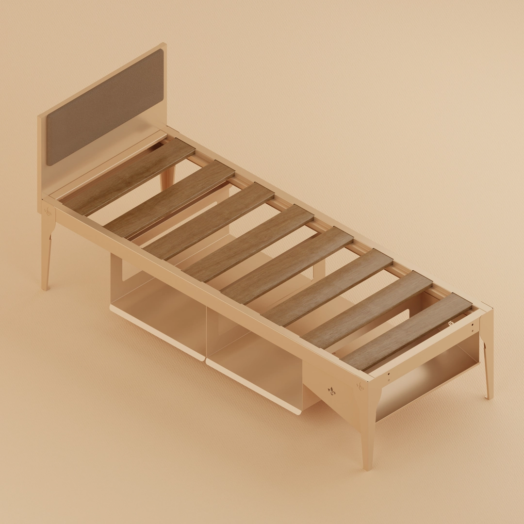 Elemento Bed with storage shelves