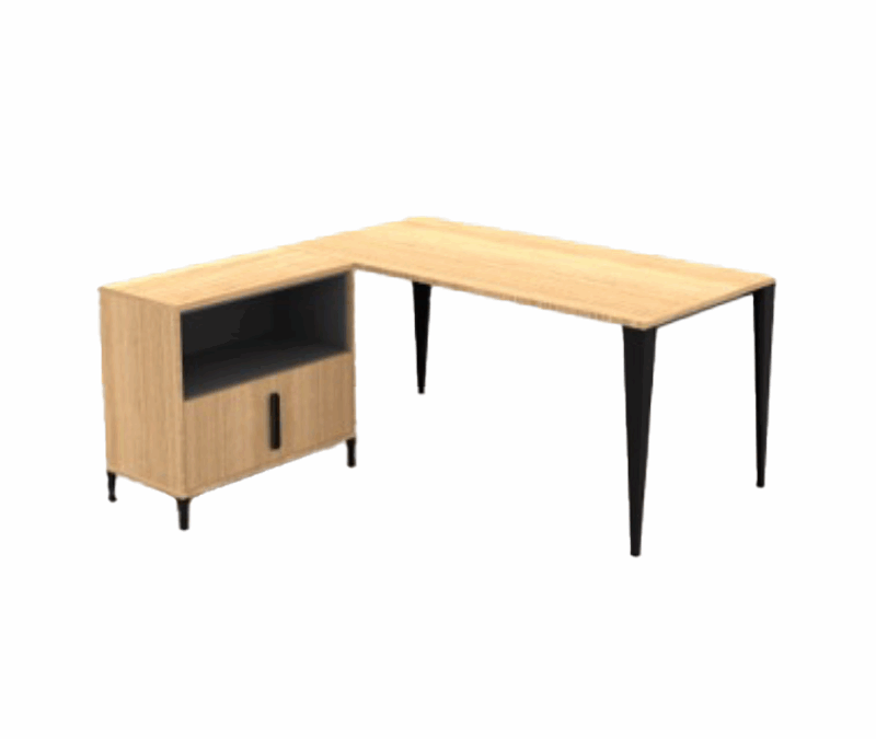 L-Desk with 1/2 Cabinet