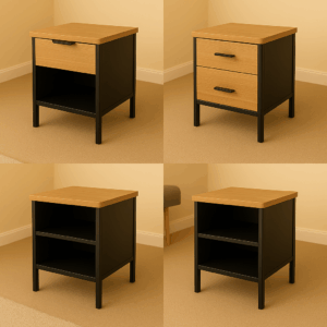 Steel bedside pedestal table