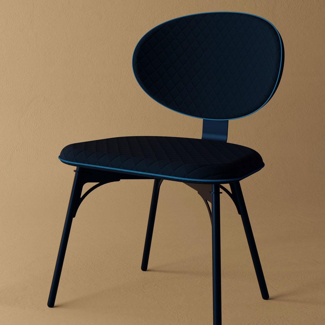 Bare upholstered cafe chair