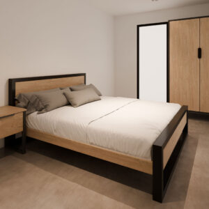 Enduro Bed with steel frame and headboard