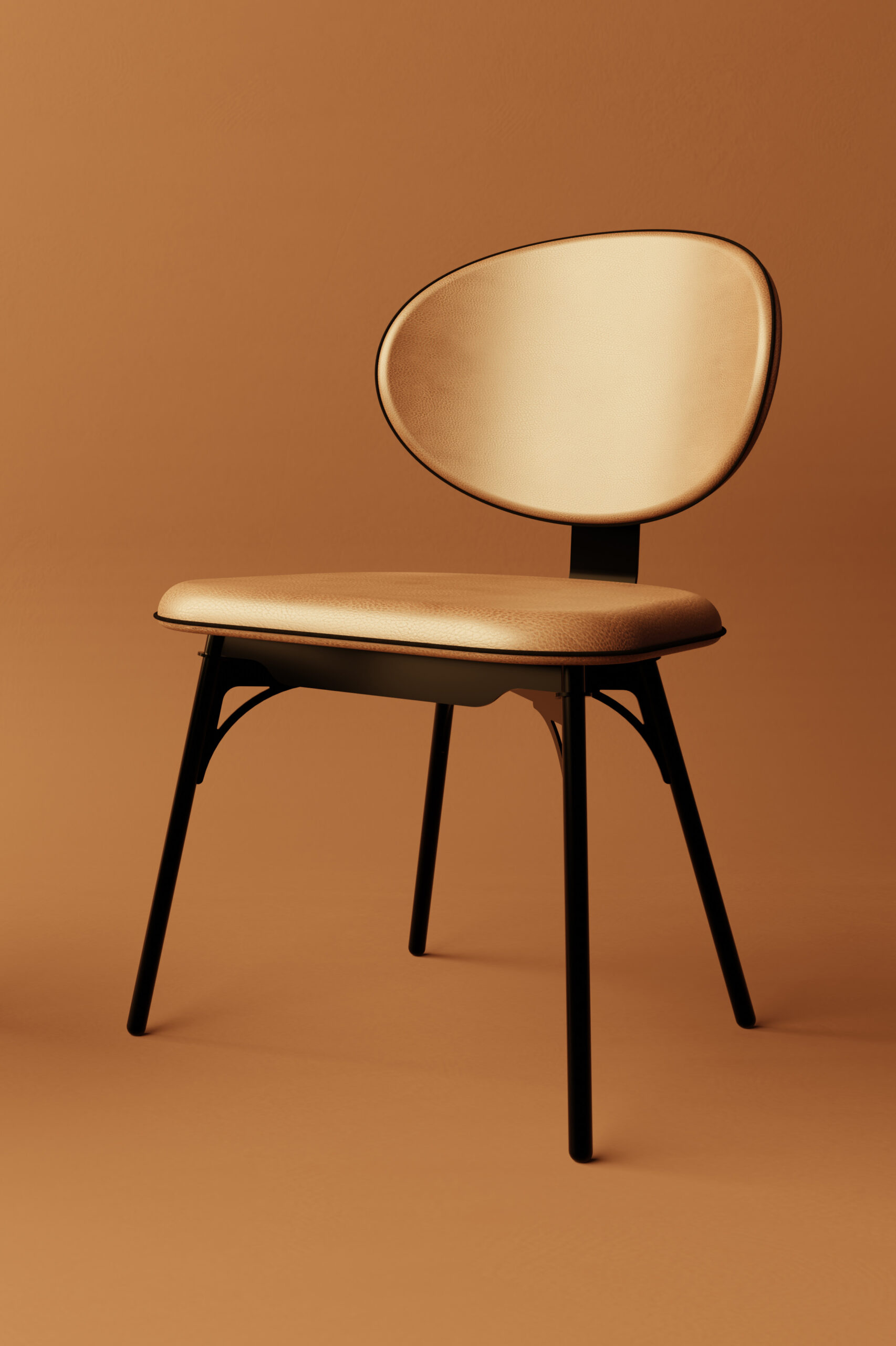 Café Chair – Bare Upholstered Metal Chair - Image 2